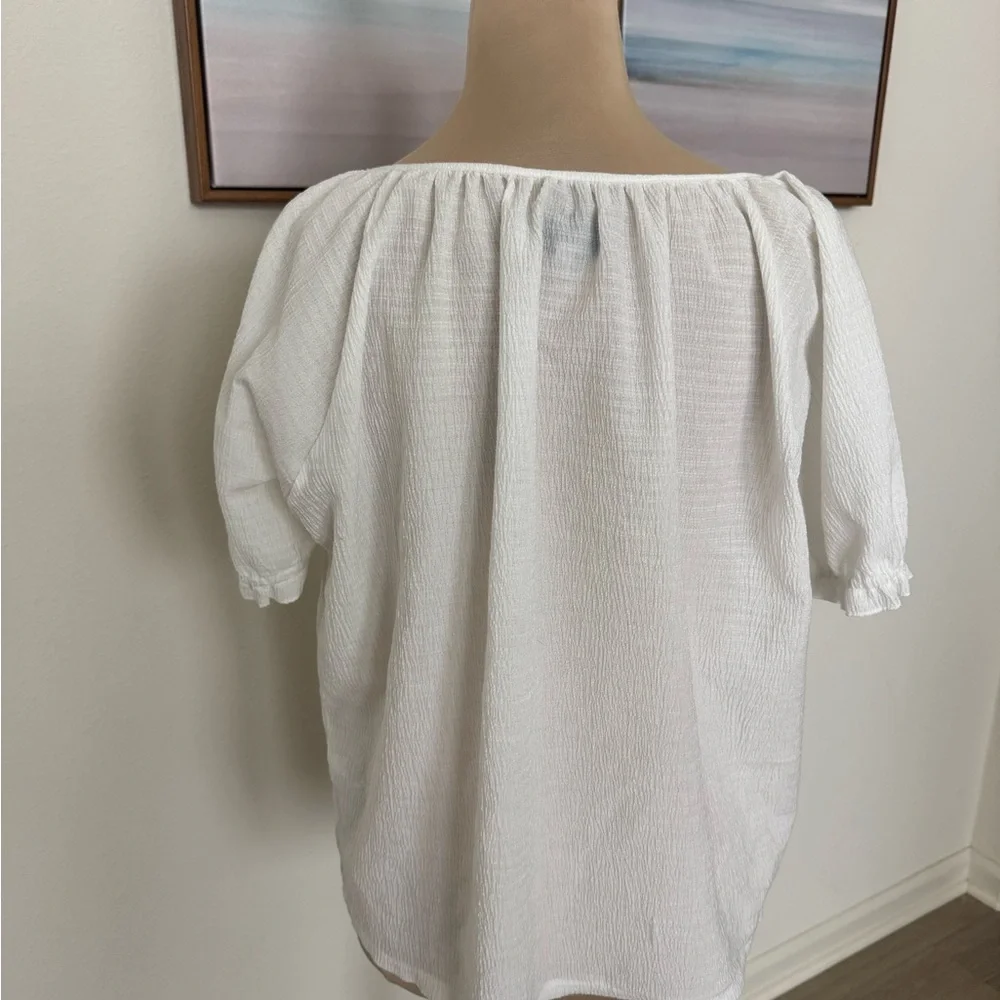 Madewell‎ White Blouse with Gathered Neckline